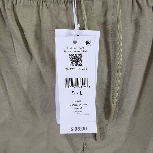 LACOSTE Shorts Mens Large Tan Relaxed Fit Drawstring Zip Up Poplin $98 - Picture 5 of 11